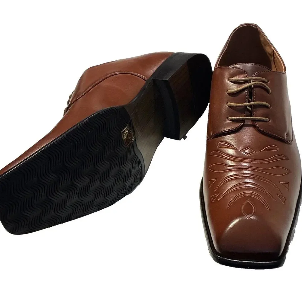 Y-Whaley Men's Brown Oxford Dress Shoes Faux Leather Lace-Up US 9.5 EU 43 NIB